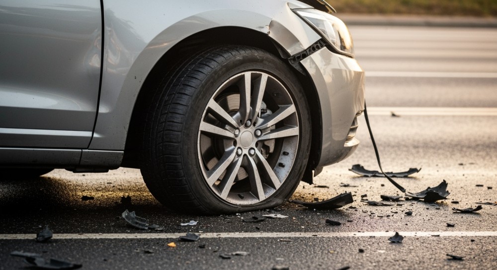 Kierowca vw uderzył w forda i uciekł z miejsca zdarzenia – zobacz nagranie!