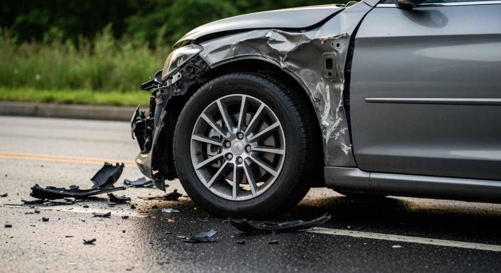 Kierowca uszkodził Citroena podczas cofania i uciekł – nie zauważył kamery w paczkomacie
