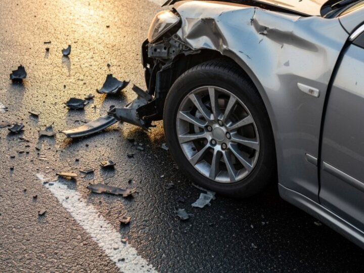 Wypadek w Ławach: kierująca Renault trafiła do szpitala po kolizji z ciężarówką