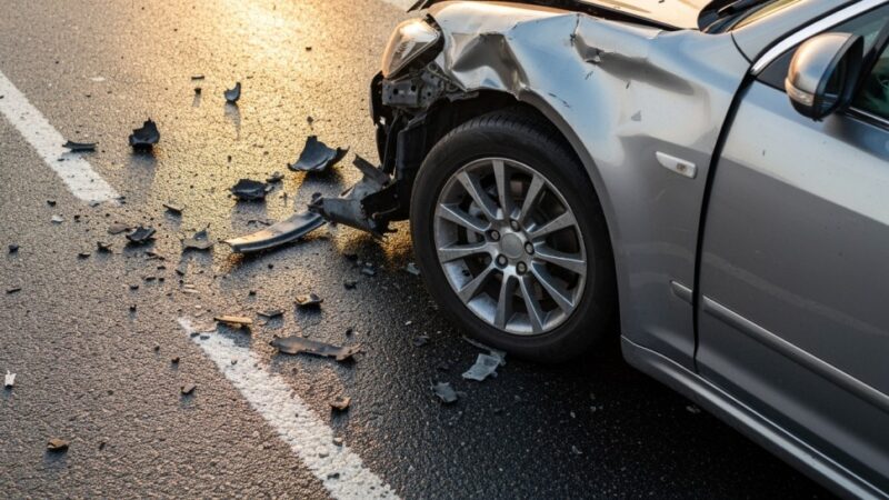 Wypadek w Ławach: kierująca Renault trafiła do szpitala po kolizji z ciężarówką