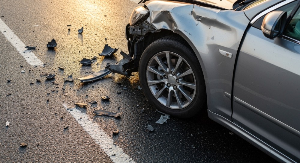 Wypadek w Ławach: kierująca Renault trafiła do szpitala po kolizji z ciężarówką